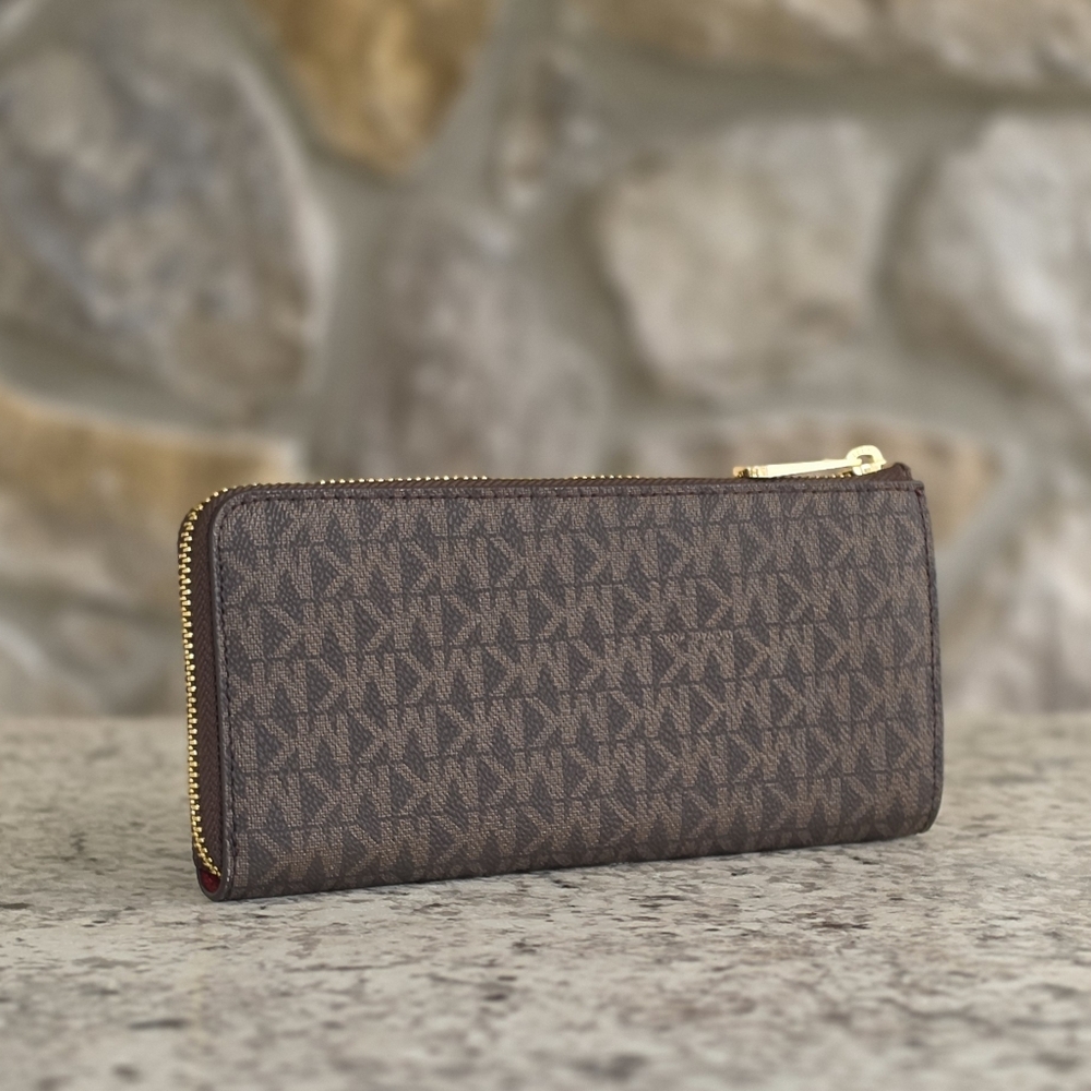 Michael Kors Jet Set Logo Large Brown Wallet - Picture 2 of 6